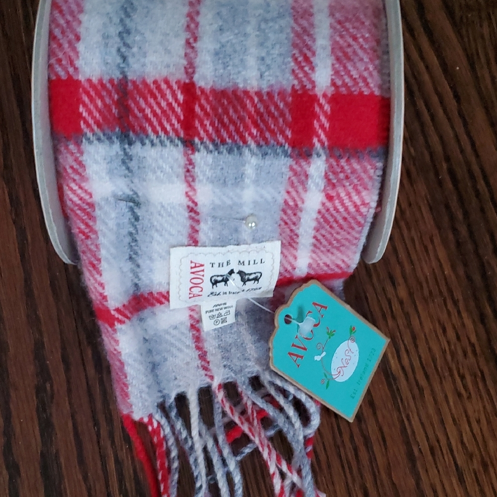Avoca Red and Gray Checkered Scarf